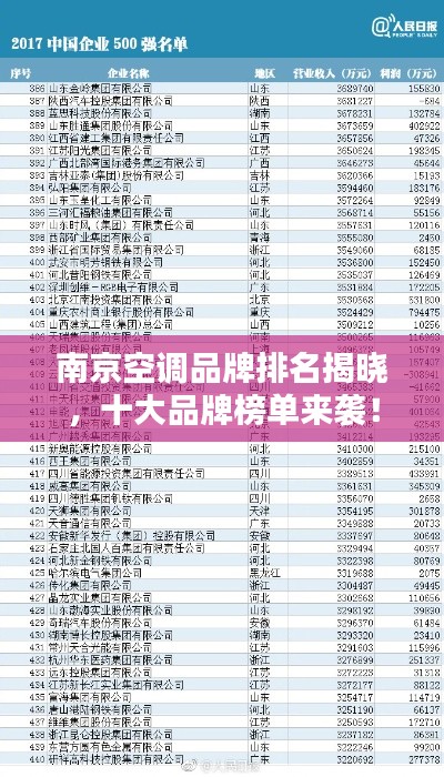 南京空调品牌排名揭晓，十大品牌榜单来袭！